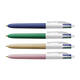 Balpen Bic 4kleuren wood medium assorti