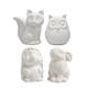 Dierenspaarpot Creativ terracotta 4st  uil vos haas en egel 9-10cm wit