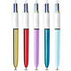 Balpen Bic 4kleuren My Bic medium assorti blik à 5 stuks