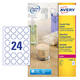 Etiket Avery L7780-25 rond 40mm transparant 600 stuks