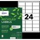 Etiket Avery LR7159-100 63.5x33.9mm recycled wit 2400 stuks