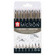 Fineliner Sakura Pigma Micron 6 schrijfbreedtes - 2 brushpen koudgrijs