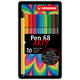 Viltstift STABILO Pen 68/10  Arty medium assorti blik à 10 stuks