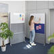 Scheidingswand MAUL akoestiek 100x180 2xdonker- 1xwhiteboard alum.frame op voet