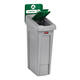Deksel Rubbermaid Slim Jim Recyclestation gesloten groen