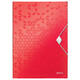 Elastomap Leitz WOW A4 3 kleppen PP rood