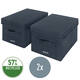Opbergdoos Leitz gestoffeerd met deksel 190x160x285mm grijs 2 st
