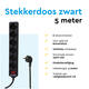 Stekkerdoos BRASQ 6 voudig 5 meter zwart