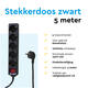 Stekkerdoos BRASQ 5 voudig 5 meter zwart