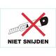 Waarschuwingsetiket IEZZY niet snijden 105x74mm 500 stuks