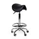 Zadelkruk Office Premium hoog met voetring harde wielen zw