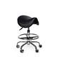 Zadelkruk Office Premium laag met voetring harde wielen zw