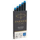 Inktpatroon Parker Quink uitwasbaar blauw blister à 5 stuks
