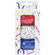 Krullint set à 3 kleuren rood, blauw en wit met happy birthday