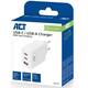 Oplader ACT 65W 3-poorts USB-C USB-A PD QC Ganfast