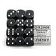 Dobbelsteen Chessex Black/white D6 16mm set à 12 stuks