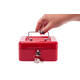 Geldkist MAUL met muntgleuf en slot 125x95x60mm rood