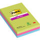 Memoblok Post-it 660 Super Sticky 102x152mm lijn rainbow 3 stuks
