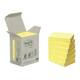 Memoblok Post-it 653-1B recycled 38x51mm canary yellow 6 stuks