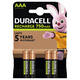 Batterij oplaadbaar Duracell 4x AAA 750mAh Plus