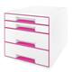 Ladenblok Leitz WOW 4 laden wit/roze