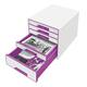 Ladenblok Leitz WoW 5 laden wit/paars