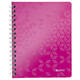 Notitieboek Leitz WOW A5 spiraal 160 pagina's lijn roze