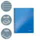 Notitieboek Leitz WOW A5 spiraal 160 pagina's lijn blauw