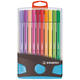 Viltstift  STABILO Pen 68/20 ColorParade in antr/turq etui M ass 20st