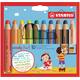Kleurpotloden STABILO 880 woody 3 in 1 assorti etui à 10 stuks