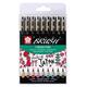 Brushstift Bruynzeel Sakura Pigma assorti 9 stuks