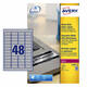 Etiket Avery L6009-20 45.7x21.2mm zilver 960 stuks