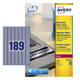 Etiket Avery L6008-20 25.4x10mm zilver 3780 stuks