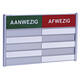 Aan- afwezigheidsbord voor 5 namen