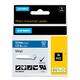 Labeltape Dymo Rhino industrieel vinyl 12mm wit op blauw