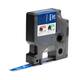 Labeltape Dymo Rhino industrieel vinyl 12mm wit op blauw