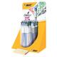Balpen Bic 4kleuren shine medium zilver/paars/roze/blauw