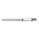 Balpen Bic 4kleuren shine medium zilver