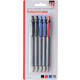 Balpen Quantore grip drukknop assorti 5 stuks
