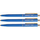 Balpen Quantore drukknop met metalen clip blauw medium