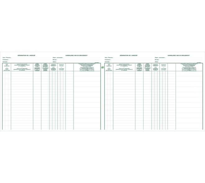 Register Piqure aandeelhouder BVBA/ SPRL 320x240mm 80vel groen