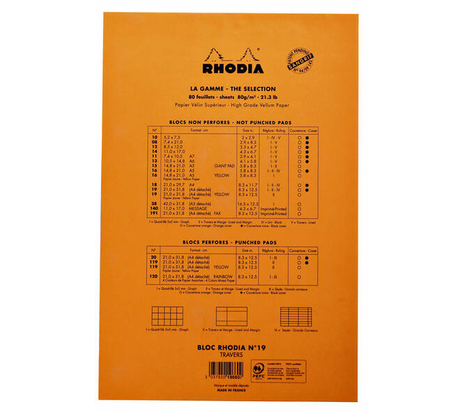Schrijfblok Rhodia A4 lijn 80 vel 80gr geel