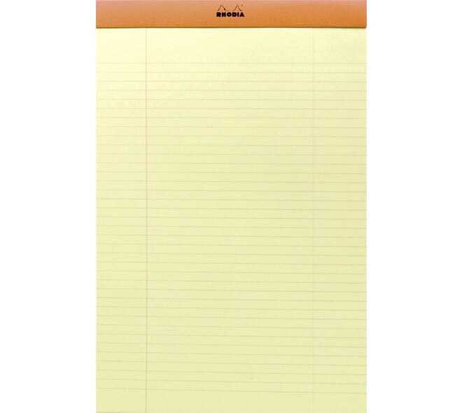 Schrijfblok Rhodia A4 lijn 80 vel 80gr geel