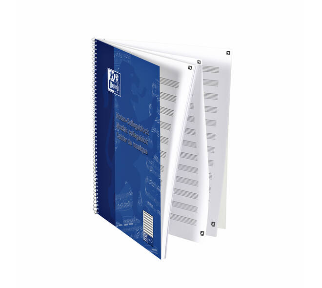 Collegeblok Oxford A4+ muziek 4-gaats 100 pagina's 80gr blauw