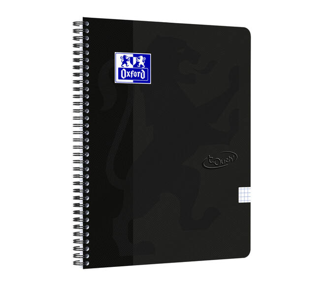 Spiraalblok Oxford Touch A4 ruit 5x5mm 140 pagina's 80gr zwart