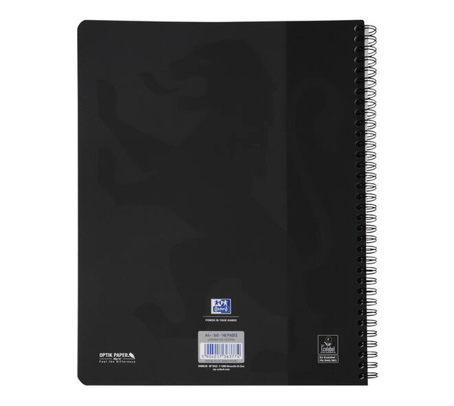 Spiraalblok Oxford Touch A4 ruit 5x5mm 140 pagina's 80gr zwart