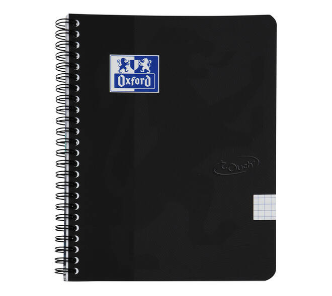 Spiraalblok Oxford Touch A5 ruit 5x5mm 140 pagina's 80gr zwart