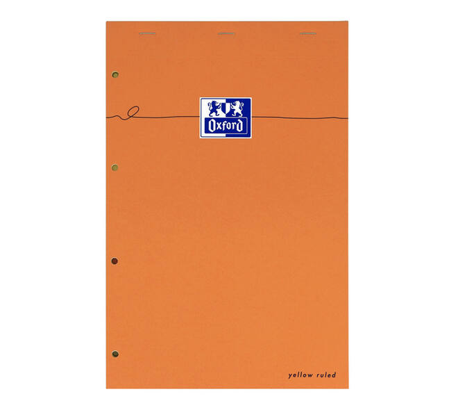 Cursusblok Oxford Orange Notepad A4+ lijn 4-gaats 160 pagina's 80gr oranje