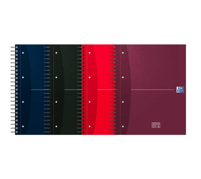 Collegeblok Oxford Office Essentials Europeanbook A4+ 4-gaats 120 pagina's assorti