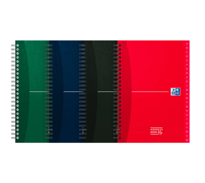 Adresboek Oxford Office Essentials A5 72vel dubbelspiraal assorti